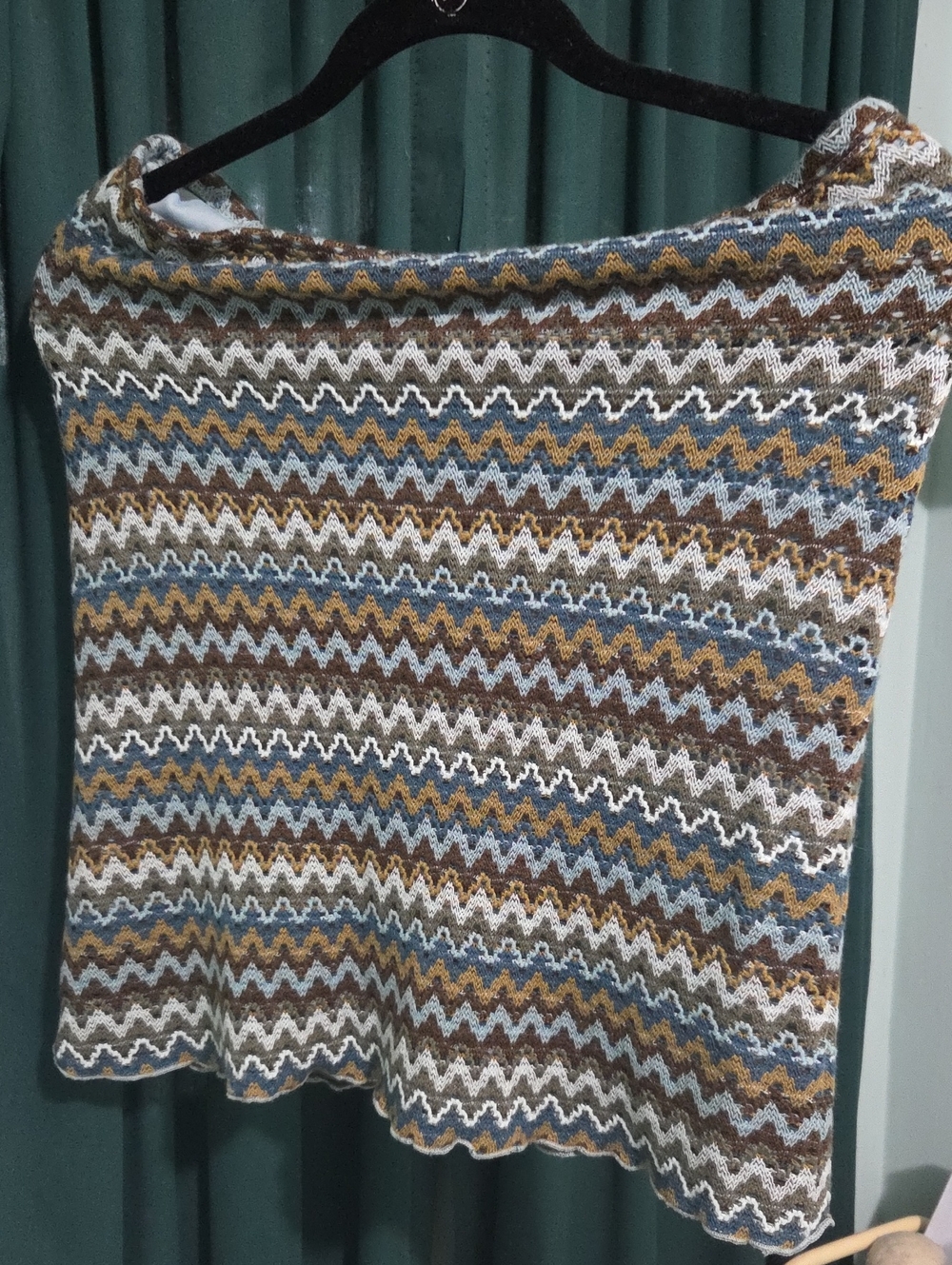 Xhilaration Zigzag Knit Skirt in Blue, Brown & Cream